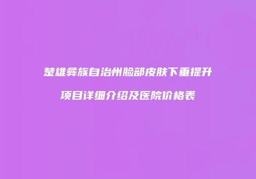楚雄彝族自治州脸部皮肤下垂提升项目详细介绍及医院价格表
