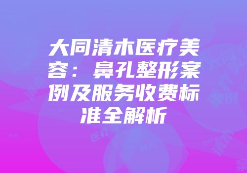大同清木医疗美容：鼻孔整形案例及服务收费标准全解析