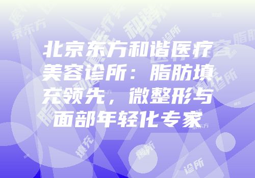 北京东方和谐医疗美容诊所：脂肪填充领先，微整形与面部年轻化专家