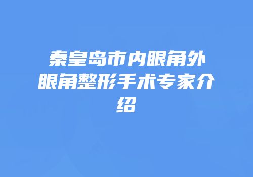 秦皇岛市内眼角外眼角整形手术专家介绍