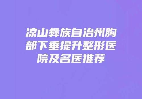 凉山彝族自治州胸部下垂提升整形医院及名医推荐