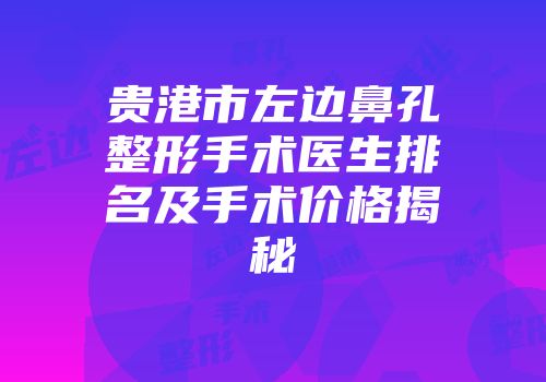 贵港市左边鼻孔整形手术医生排名及手术价格揭秘