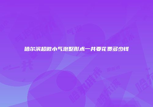 哈尔滨超微小气泡整形术一共要花费多少钱