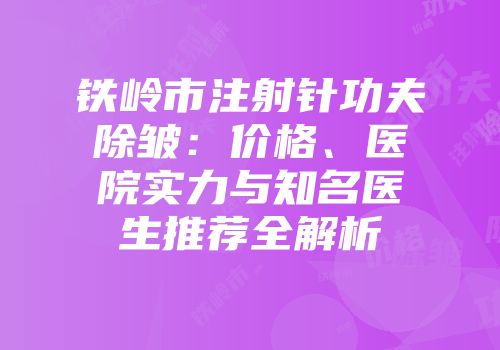 铁岭市注射针功夫除皱：价格、医院实力与知名医生推荐全解析