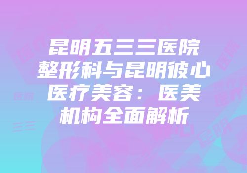 昆明五三三医院整形科与昆明彼心医疗美容：医美机构全面解析