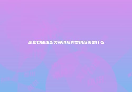廊坊自体组织美鼻填充的费用范围是什么