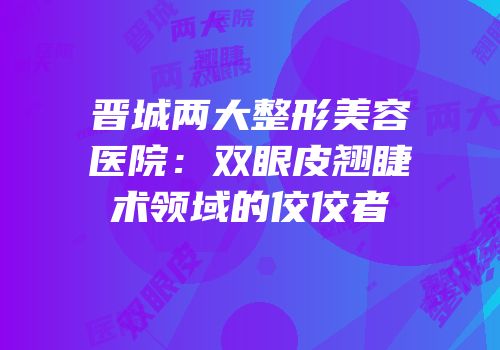 晋城两大整形美容医院：双眼皮翘睫术领域的佼佼者