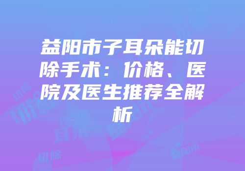益阳市子耳朵能切除手术：价格、医院及医生推荐全解析