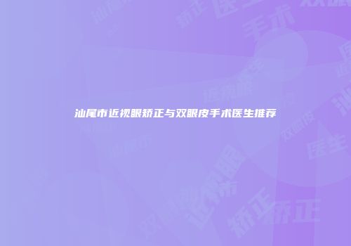 汕尾市近视眼矫正与双眼皮手术医生推荐