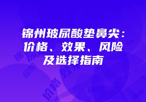 锦州玻尿酸垫鼻尖：价格、效果、风险及选择指南