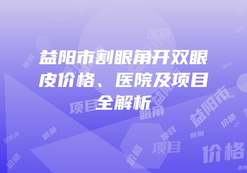益阳市割眼角开双眼皮价格、医院及项目全解析