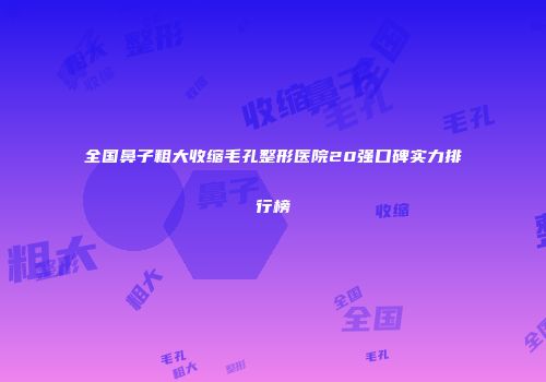 全国鼻子粗大收缩毛孔整形医院20强口碑实力排行榜