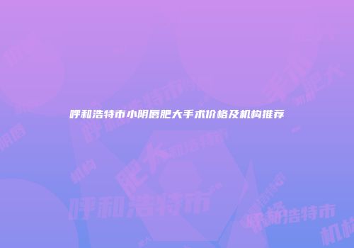 呼和浩特市小阴唇肥大手术价格及机构推荐