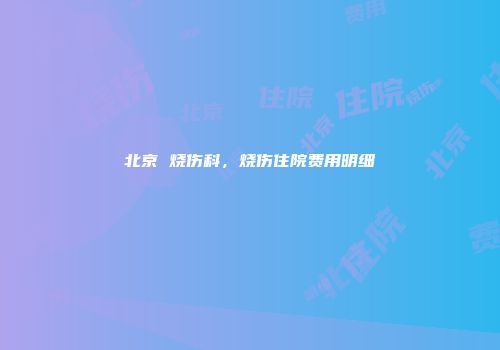 北京 烧伤科，烧伤住院费用明细