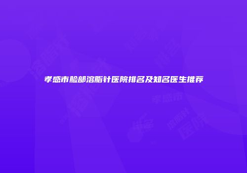 孝感市脸部溶脂针医院排名及知名医生推荐