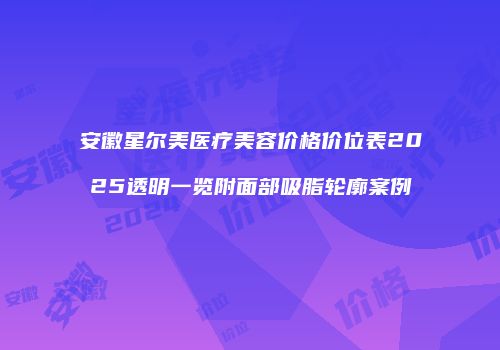 安徽星尔美医疗美容价格价位表2025透明一览附面部吸脂轮廓案例