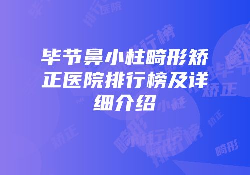 毕节鼻小柱畸形矫正医院排行榜及详细介绍