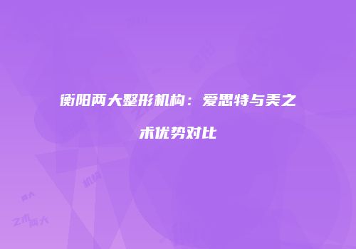衡阳两大整形机构：爱思特与美之术优势对比