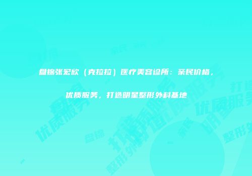 盘锦张宏欣（克拉拉）医疗美容诊所：亲民价格，优质服务，打造明星整形外科基地