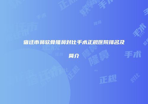 宿迁市鼻软骨隆鼻对比手术正规医院排名及简介
