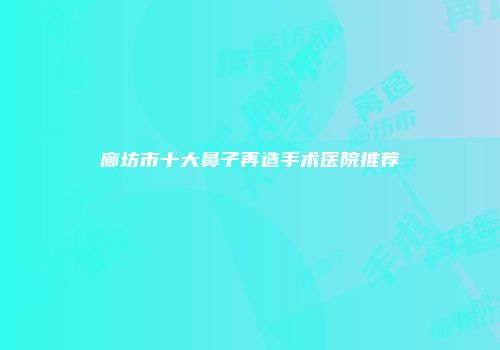 廊坊市十大鼻子再造手术医院推荐