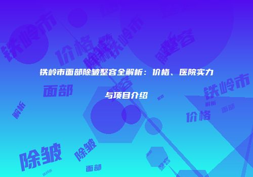 铁岭市面部除皱整容全解析：价格、医院实力与项目介绍