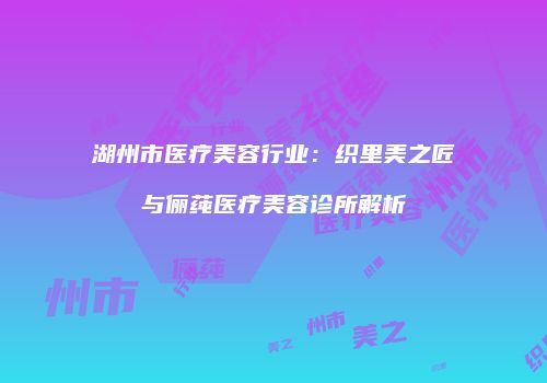 湖州市医疗美容行业：织里美之匠与俪莼医疗美容诊所解析