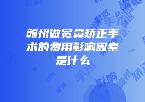 赣州做宽鼻矫正手术的费用影响因素是什么