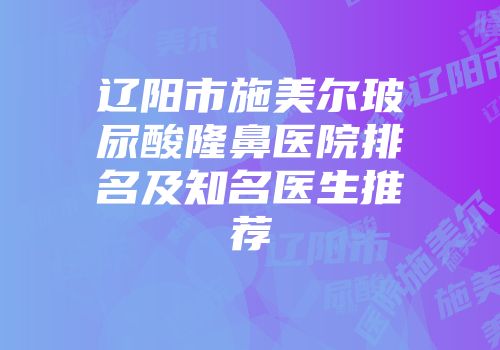 辽阳市施美尔玻尿酸隆鼻医院排名及知名医生推荐