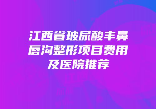 江西省玻尿酸丰鼻唇沟整形项目费用及医院推荐