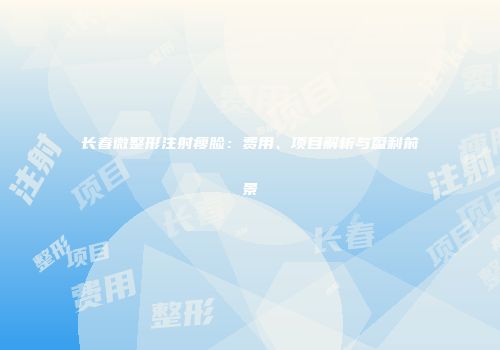 长春微整形注射瘦脸：费用、项目解析与盈利前景