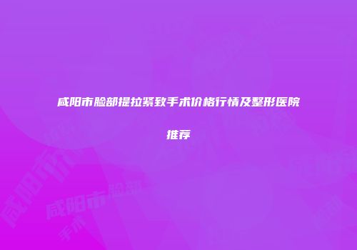 咸阳市脸部提拉紧致手术价格行情及整形医院推荐
