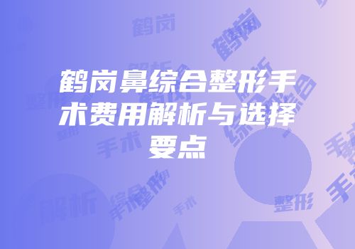 鹤岗鼻综合整形手术费用解析与选择要点