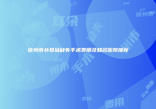徐州市补耳朵缺失手术费用及知名医院推荐