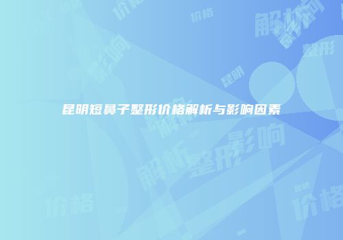 昆明短鼻子整形价格解析与影响因素
