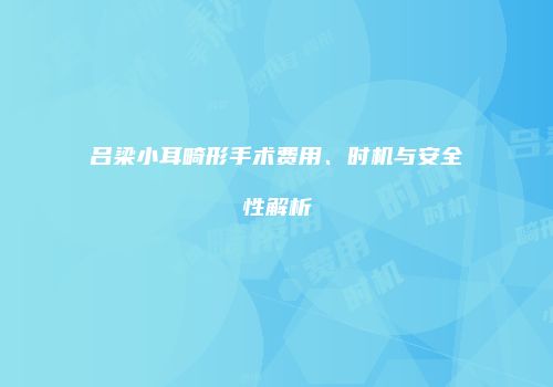 吕梁小耳畸形手术费用、时机与安全性解析