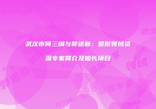 武汉市何三纲与郭进新：整形领域资深专家简介及擅长项目