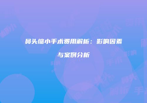 鼻头缩小手术费用解析：影响因素与案例分析