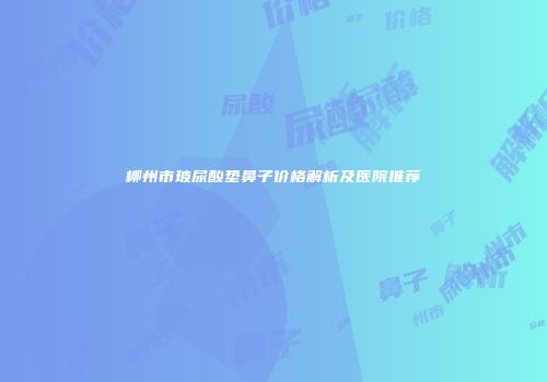 柳州市玻尿酸垫鼻子价格解析及医院推荐