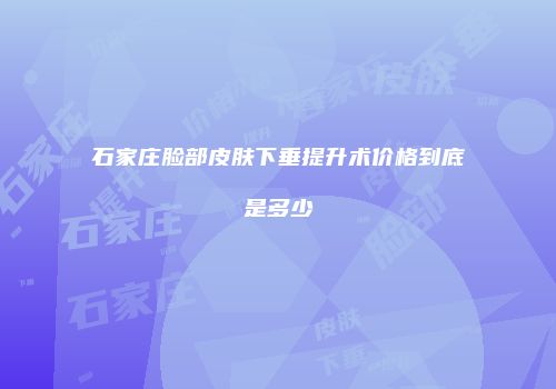 石家庄脸部皮肤下垂提升术价格到底是多少