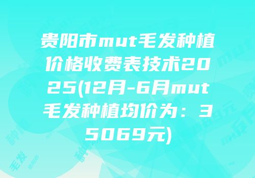贵阳市mut毛发种植价格收费表技术2025(12月-6月mut毛发种植均价为：35069元)