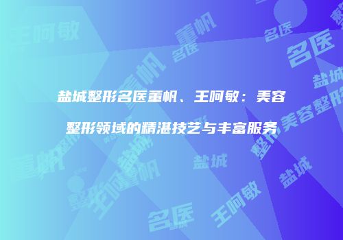 盐城整形名医董帆、王呵敏：美容整形领域的精湛技艺与丰富服务