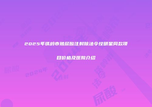 2025年铁岭市玻尿酸注射除法令纹明星同款项目价格及医院介绍