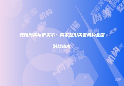 无锡尚美与伊美尔：两家整形美容机构全面对比指南