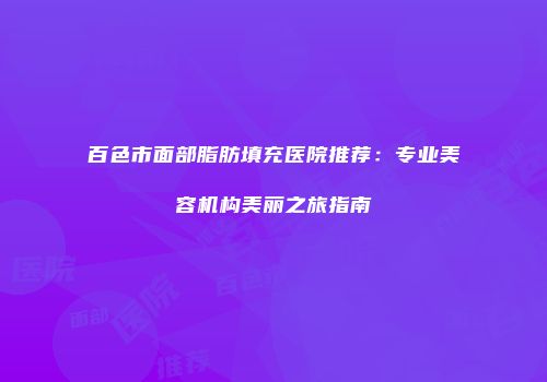 百色市面部脂肪填充医院推荐：专业美容机构美丽之旅指南