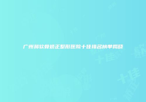 广州鼻软骨矫正整形医院十佳排名榜单揭晓