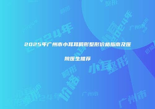 2025年广州市小耳耳畸形整形价格指南及医院医生推荐
