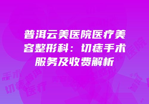 普洱云美医院医疗美容整形科：切痣手术服务及收费解析