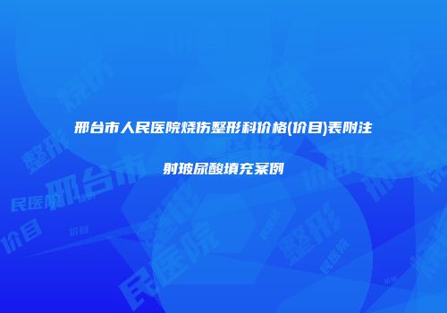 邢台市人民医院烧伤整形科价格(价目)表附注射玻尿酸填充案例