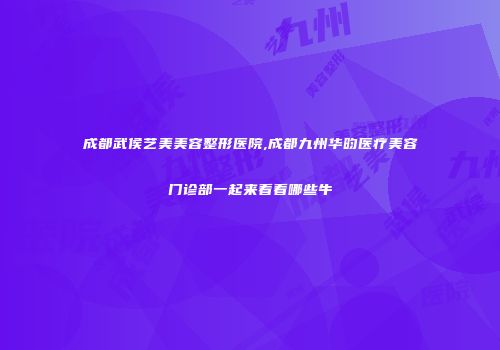 成都武侯艺美美容整形医院,成都九州华昀医疗美容门诊部一起来看看哪些牛
